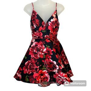 B. Smart Juniors Floral Rose Print Fit & Flare Mini Dress Size 1